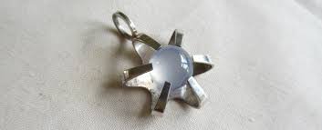 Vintage 60's Kupittaan Kulta Sterling Silver & Grey Agate Gemstone Ball  Pendant Finland Finnish Modernist Mid Century Modern 925 (23212)