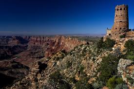 The fred harvey company built it as well as a number of other buildings in the tower also has black mirrors designed to reflect the views of the grand canyon called reflectoscopes. Great View Of Grand Canyon Desert View Watchtower Mapio Net