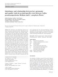 Contexte et objectifs méthodologie analyse conclusions recommandations juin 2007 etude de marché : Pdf Inheritance And Relationship Between Key Agronomic And Quality Traits In An Interspecific Cross Between Coffea Pseudozanguebariae Bridson And C Canephora Pierre