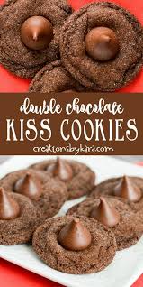 Chocolate Lovers Kiss Cookies These Double Chocolate Kiss Cookies Are A Fun Twist On Peanu Chocolate Kiss Cookies Kiss Cookies Cookies Recipes Chocolate Chip