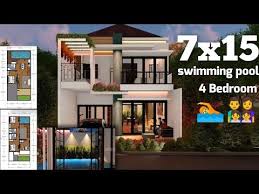 Desain Rumah Minimalis Modern 2 Lantai 7x15 Dengan Kolam Renang Dan 4 Kamar Small House With Pool Youtube Di 2020 Desain Rumah Rumah Minimalis Rumah