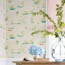 Resort Frogs Flax Coastal Wallpaper Animal Wallpaper Wallpaper