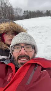 Having fun! #parent #kid #child #sledding #winter #fun #fyp #tubing #snow