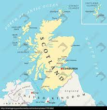 Karte von schottland und den nahegelegenen schottischen inseln mit dem schriftzug „scotland. Unabhangige Schottland Politische Karte Stock Photo 17913062 Bildagentur Panthermedia