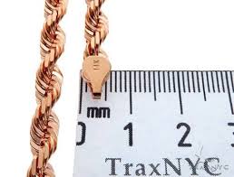 Delightful diamond cuts around the spiraling necklace delivers an incredible sparkle with every turn in the lights. Solid 14k Rose Gold Rope Link Chain 30 Inches 5mm 55 0 Grams 64586 Mens Gold Rose Gold 14k