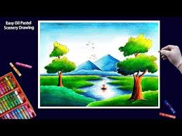 Easy Scenery Drawing For Kids Step By Step Youtube Easy Scenery Drawing Scenery Drawing For Kids Oil Pastel Art