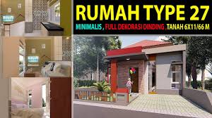 64 desain rumah minimalis modern 2 lantai type 21. Desain Rumah Type 27 Minimalis 1 Lantai Full Dekorasi Dinding Youtube