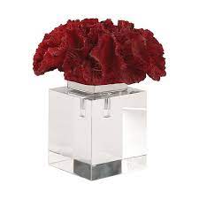 Hammered metal, drum shaped, side table in antiqued, copper. Uttermost Red Faux Coral Cluster Table Decor