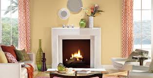 White trim is so over! Comforting Living Room Yellow Living Room Gallery Behr Canada