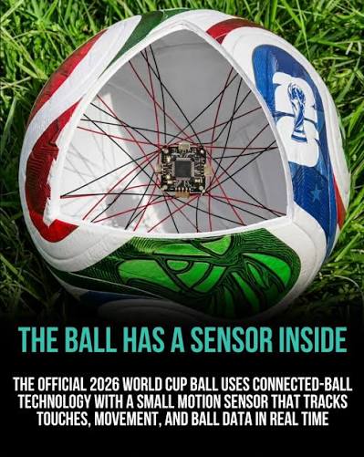⚽ Football is entering a new tech era. The official 2026 World Cup ball has  a smart sensor inside that tracks movement, touches, and real-time match  data. What once depended mostly on