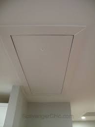 Position a stepladder at the area of the automatic opener. Hiding The Cord In A Pull Down Attic Stair Access Attic Renovation Attic Storage Attic Access