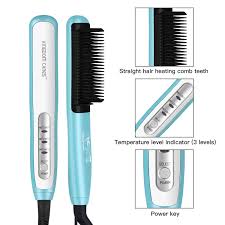 kingdomcares hair straightener brush ptc faster heating straightening brush styler at home blue straightening brush hair brush straightener hair straightener pinterest