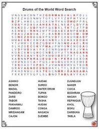 Music Word Search Drums Of The World Word Search Music Instruments Music Lessons For Kids Drum Lessons Music Word Search