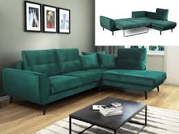 Les canapés convertibles verts de miliboo vous vont étonner! Canape D Angle Droit Convertible Tissu Coloris Vert Banoe