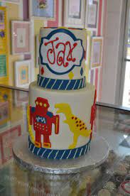 Robots And Dinosaurs Baby Shower Cake Leah S Sweet Treats Fort Worth Tx Www Leahssweettreats Com Dinosaur Birthday Cakes Baby Shower Cakes Cake Creations