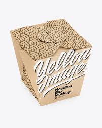 Download Kraft Paper Noodles Box Mockup High Angle Shot In Box Mockups On Yellow Images Object Mockups