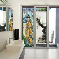 fenetre vitrail adhesif ornemental repositionnable vitrail fenetre decoration