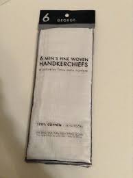 1 Pkg of 6 George Men's Fine Handkerchiefs 100 Cotton White for sale online 