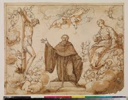 Saint Augustine hesitating between the blood of Christ and the milk of the  Virgin Mary, recto, 17th century