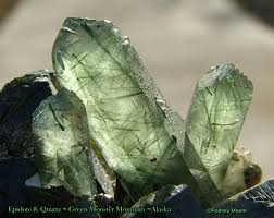 Aka prasem quartz, these powerful healing crystals bring joy, release negativity, aid organizational abilities and contact with nature spirits. Epidote Crystals From The Green Monster Mine Alaska