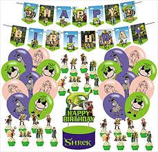 The shrek party favor box contains several great items, including shrek stickers, a blowout, a bouncing ball, a bag of pop rocks candy, and glow putty in a striped box. Shrek Party Supplies Online Store South Africa Wantitall