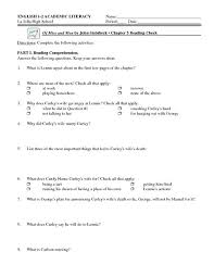 Of Mice And Men By John Steinbeck Chapter 5 Reading Check Worksheet For 8th 9th Grade Lesson Planet