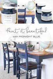 Fusion S Midnight Blue This On Trend Rich Dark Blue On The Edge Of Black Is Bound To Make Painted Dining Table Dining Table Makeover Painted Dining Room Table