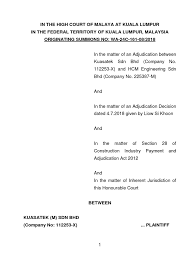 Eesb's quality systems meet the requirements of international standards such as. Kuasatek Sdn Bhd V Hcm Engineering Sdn Bhd Final Adjudication Judgment Law
