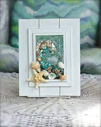 Coastal Wall Hanging Beach Glass Wall Art Seashell Art For Etsy Glass Wall Art Wall Hanging Beach Glass