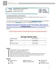 Average atomic mass worksheet answer key isotope works on average. Corcoran Sipc02 Averageatomicmass Docx Course Unit Assignment Integrated Physics And Chemistry The Structure Of Matter Average Atomic Mass Lab Report Course Hero