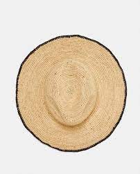 Zara Woman Raffia Hat With Contrasting Trim Raffia Hat Hats Summer Straw Hat