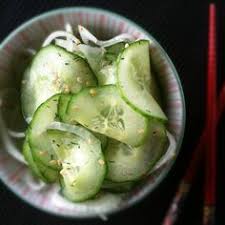Asian Marinated Cucumber Salad 1 Large English Seedless Cucumber Very Thinly Sliced Of A Sweet Onion Very T Asian Cucumber Salad Recipes Cucumber Salad