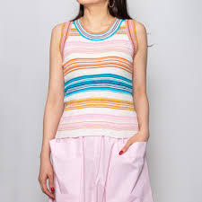 SUMMER SALE】roberto collina(ロベルト コリーナ)N20059 マルチボーダー ノースリーブニット 正規品  レディース｜biglietta（ビリエッタ）