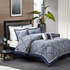 Shop for and buy navy blue comforter online at macy's. Deluxe New Navy Blue Silver Jacquard Cal King Queen Comforter Set 8 Pcs Bedding Ebay