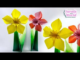 Origami Daffodil Narcissus Paper Flower Youtube In 2020 Mit Bildern Blumen Falten Origami Blume Origami