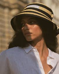 Gestreiftes Kleid 'Albany' Mittelblau