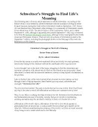 Schweitzer's Reverence for Life: A Search for Meaning - Studocu