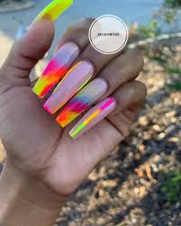 Uñas acrilicas de colores neon. Unas Acrilicas Colores Fosforescentes