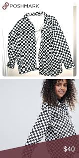 Black And White Checkered Jacket Asos Oversized Checkered Jean Jacket Jackets Oversized Jean Jacket Jean Jacket