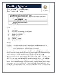 Meeting Agenda Department Of Financial Services Chart Of