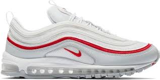 Nike Air Max 97 White Pure Platinum University Red In 2020 Nike Air Max 97 Sneakers Men Fashion Pure Platinum