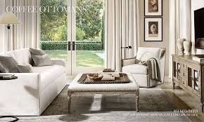 I love the idea of using a large tufted ottoman as a coffee table. Coffee Ottomans Rh