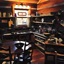 rustic cabin kitchen mixed media by