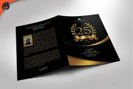 Black And Gold Logo Template Gold Black Plus Teal Anniversary Program Photoshop Template Etsy In 2020 Publisher Templates Brochure Template Good Presentation