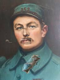 Painting XIX° "Portrait of a soldier" by Charles Lacour (1861-1941) to  restore