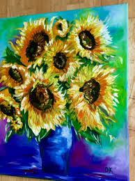 The swift painting mode matched his creative drive, but on the other hand, he employed it also deliberately as means of expression: Bouquet Of Sunflowers In A Vase Inspired By Vincent Van Gogh Oil Painting Painting By Olga Koval Saatchi Art