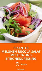 Pikanter Melonen Rucola Salat Mit Feta Und Zitronendressing Rezept Rucola Salat Feta Salat Rucola Salat Dressing