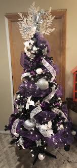 Black And Silver Christmas Tree Decorations Purple White Silver On A Black Christmas Tree Purple Christmas Tree Black Christmas Trees Purple Christmas Tree Decorations