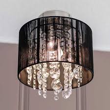 Beaded Black Drum Shade Flush Mount Light Fixture Kirklands
