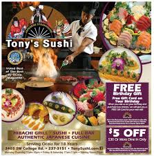 Tony S Sushi Food Coupon Sushi Free Birthday Stuff